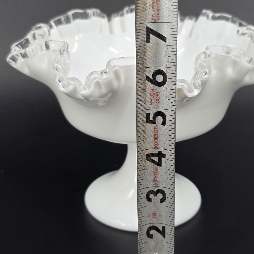 Fenton White Glass Ruffled Edge Compote - Picture 4 of 7